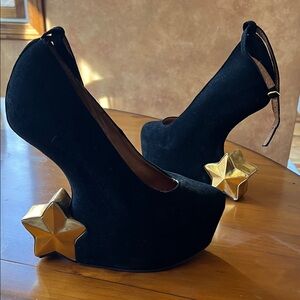 Jeffrey Campbell Black Platforms with Gold Star Detail